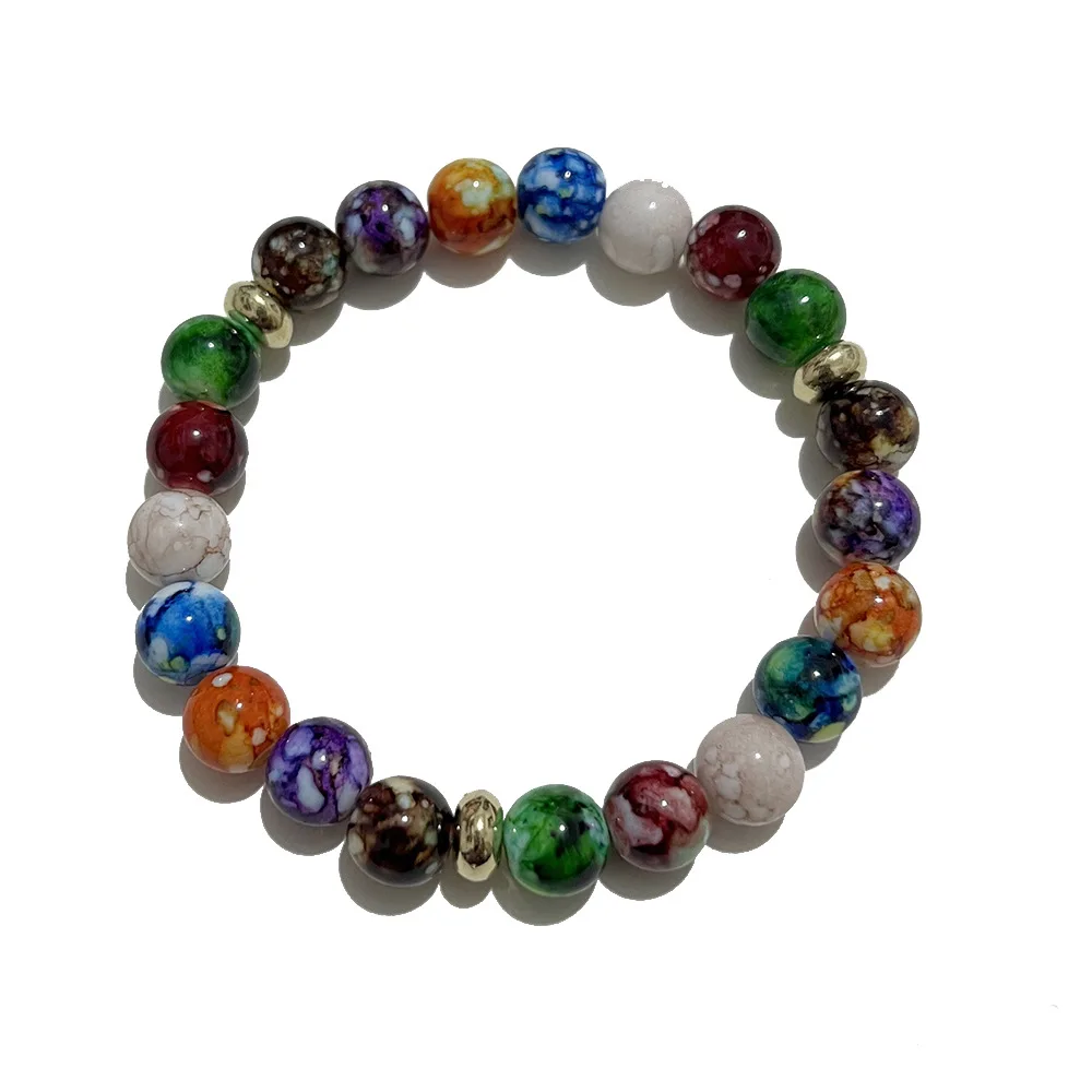 New hand-strung natural beads natural volcanic stone bracelet European and American cross-border jewelry