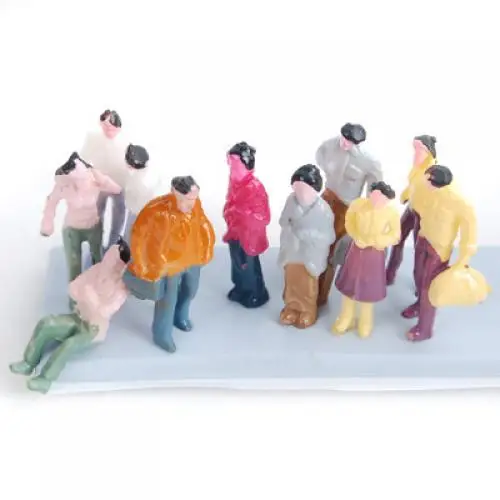 Assorted People Passenger Figures Miniature Plastic Painted Model Train Toys Collectibles for Model Painting Stand Diorama Use