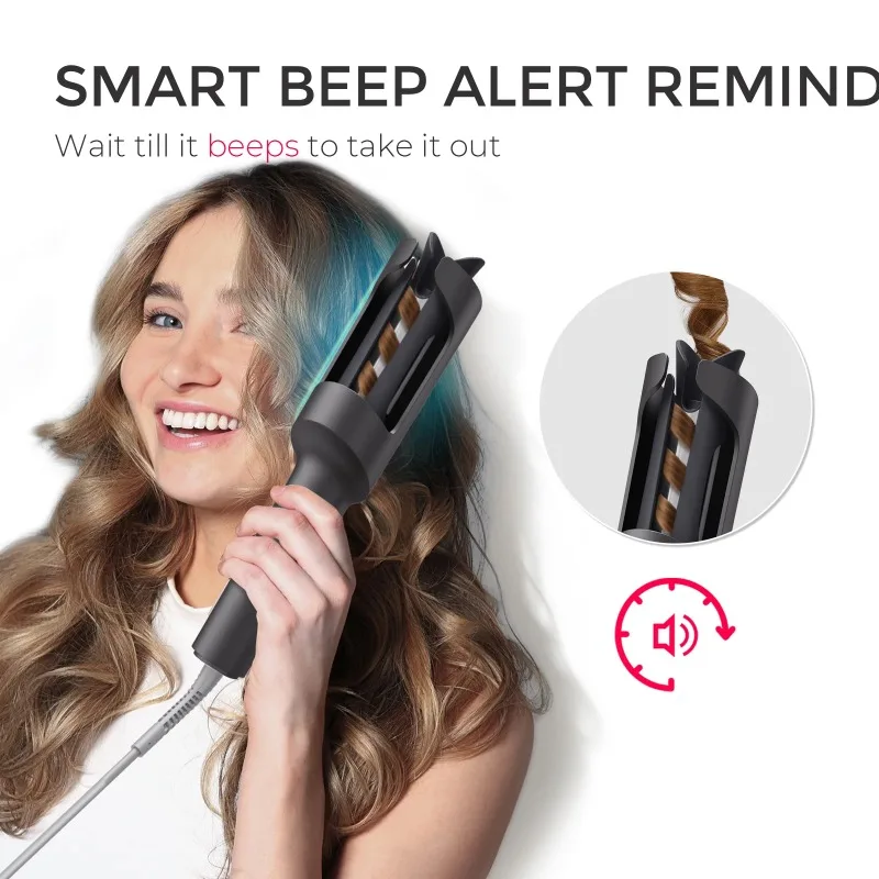 مكواة تجعيد أوتوماتيكية من TYMO CURLPRO، أداة تجعيد الشعر الدوارة لموجات الشاطئ الدائمة، أيوني 500 متر، جهد مزدوج وخفيف الوزن، 1 بوصة