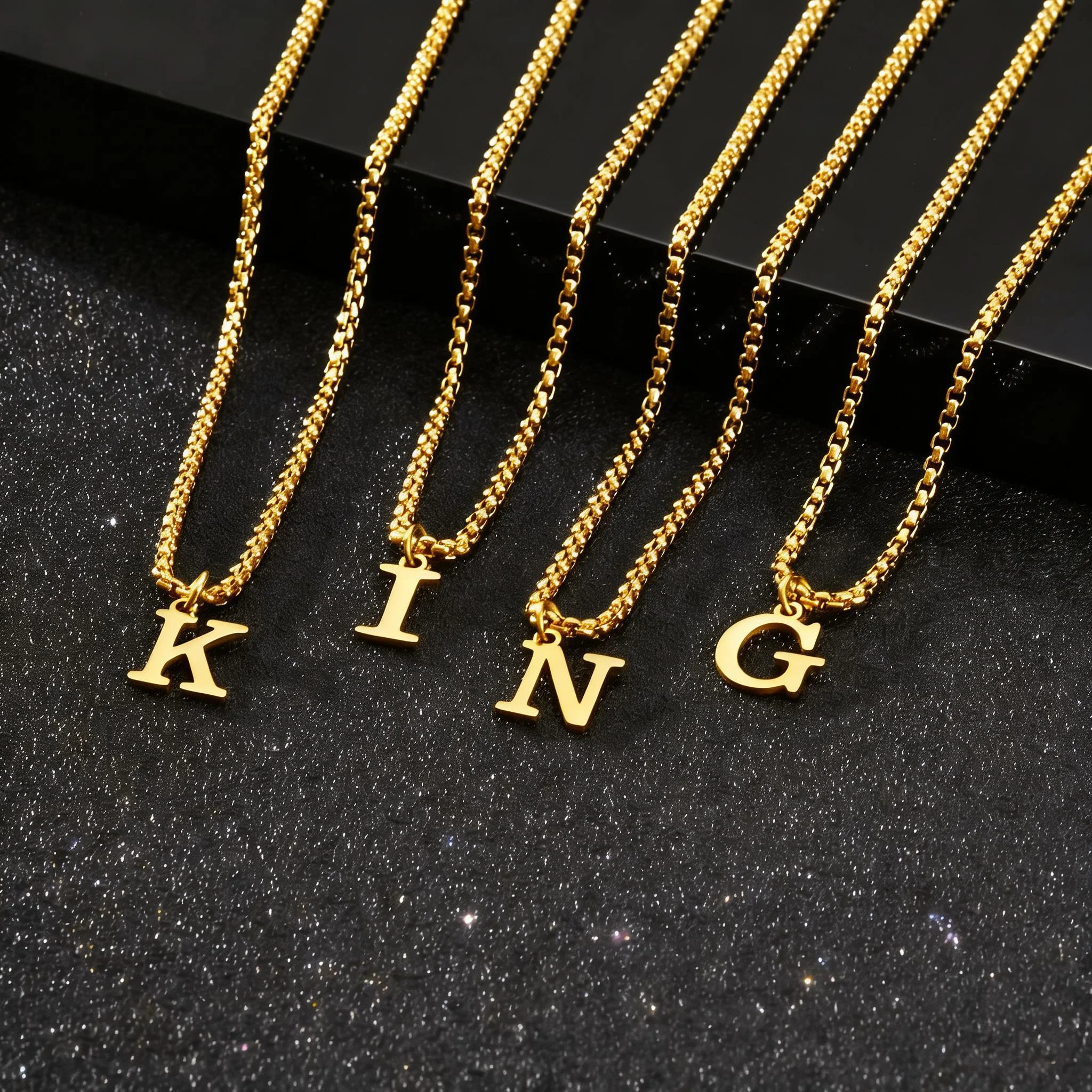 Men's Stainless Steel Initial Necklace A-Z 45cm Silver