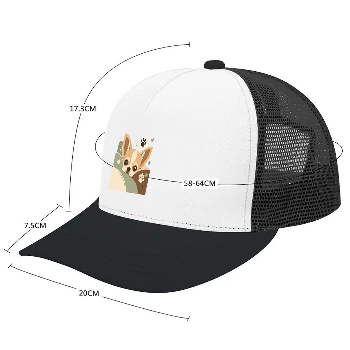 Sleepy Chihuahua Cozy Pet Portrait Mesh Baseball Cap Casual Hat Outdoor  For Womens Unisex Female - view 2