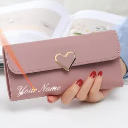Billeteras largas de PU con nombre personalizado para mujer, Cartera de alta calidad con soporte para fotos, 2024