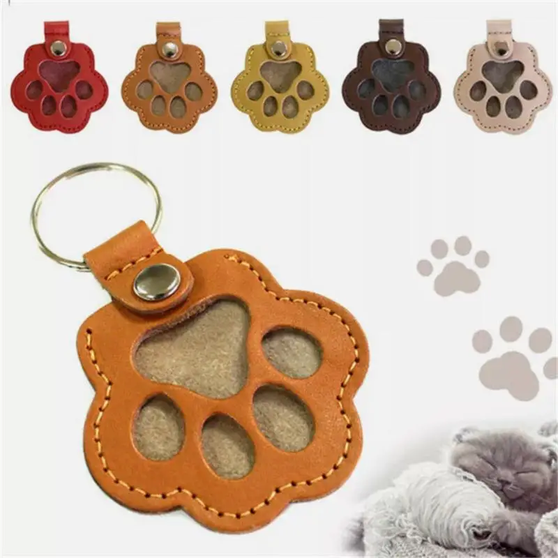 Leather Memorial Keychain Creative Handmade Homemade Pet Hair Storage Ornament Cute Multifunctional Portable Bag Pendant