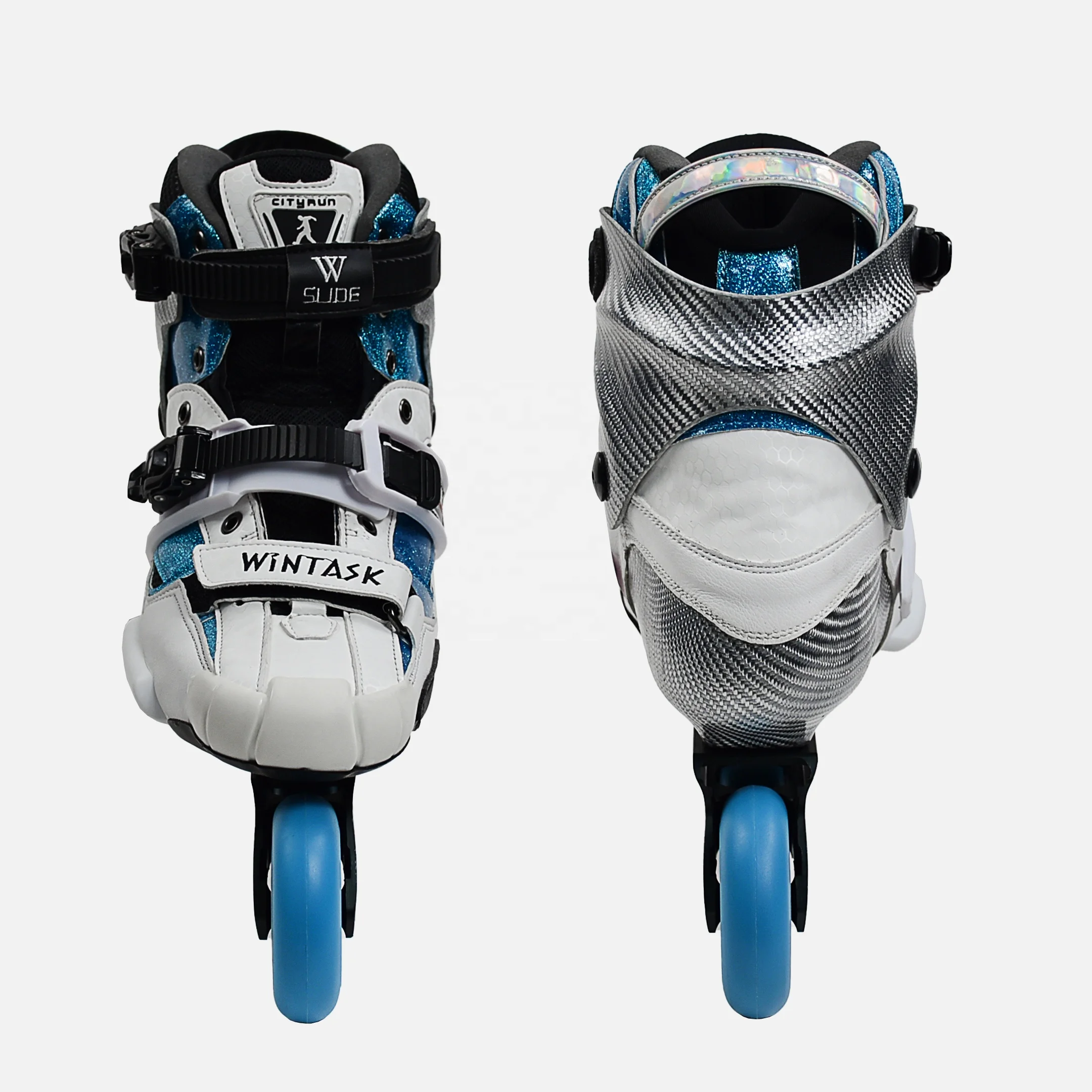 Blue Carbon Fiber Hard Shell Speed Roller Skate for Adults New Design 4-Wheel Inline Skates Full Carbon Rollerskate AA