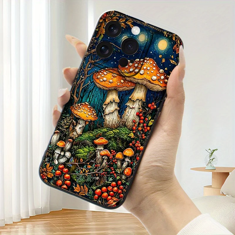 

Funny Fantasy Forest Mushroom Pattern Phone Case For iPhone 16 15 13 14 12 11 Pro Max For iPhone 16E XS X 7 8 Plus Cover Fundas
