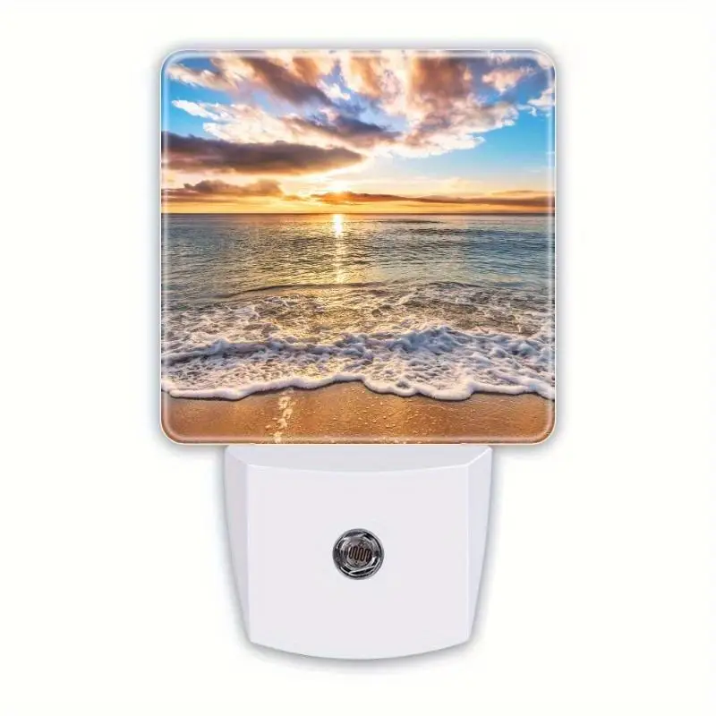 

Ocean Beach at Sunrise Night Light Plug into Wall Sunrise Over Beach Night Light with Dusk to Dawn Sensor Night Lights Decor