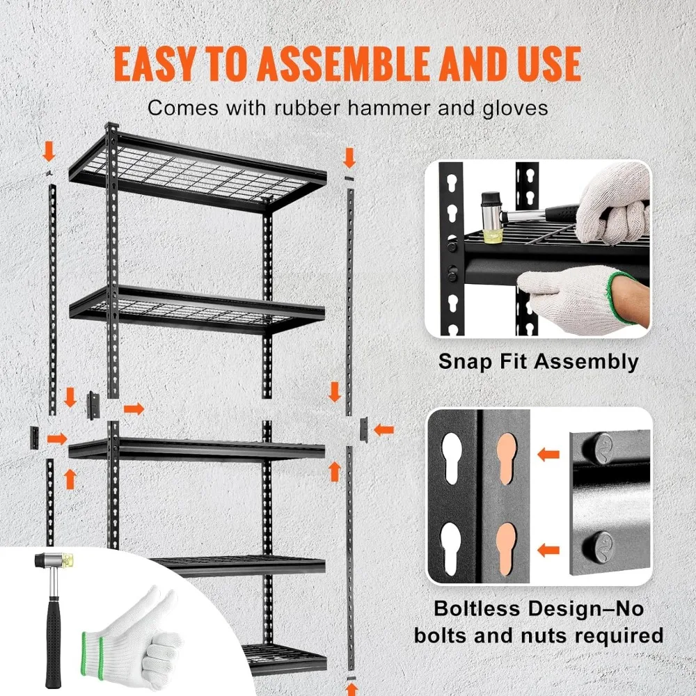 

VEVOR Storage Shelving Unit, 5-Tier Adjustable, 2000 lbs Capacity, Heavy Duty Garage Shelves Metal Organizer Wire Rack, Black