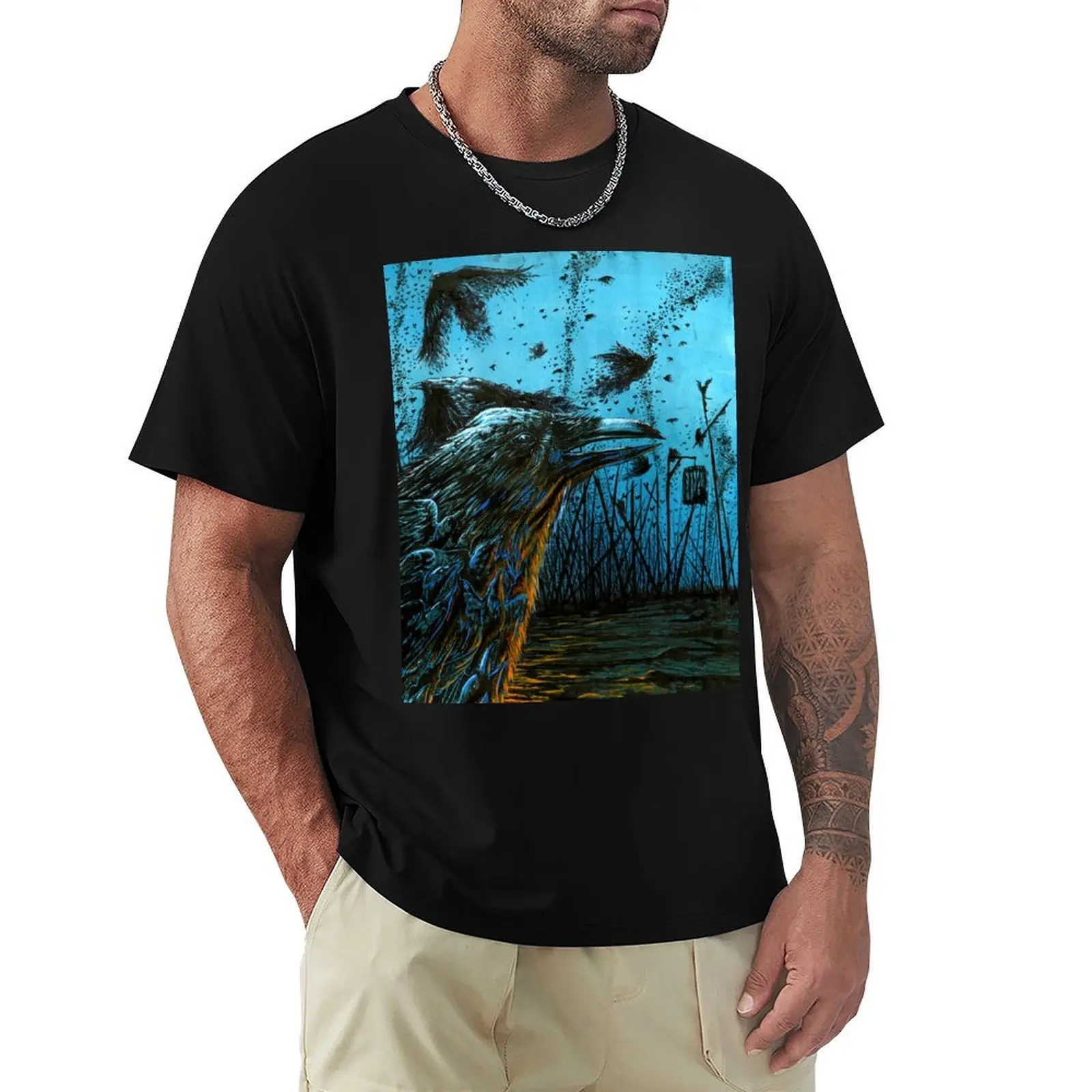 

Crows Plague T-Shirt Sweat Resistant Workout Tee Shirt