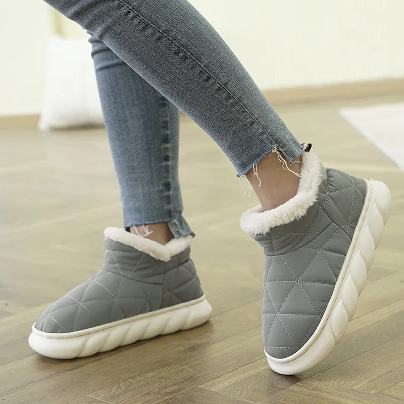 Down Women Snow Boots Winter Plaid Platform Ankle Boots Fashion Ladies Round Toe Green Orange Pink Green artificial wool Boots