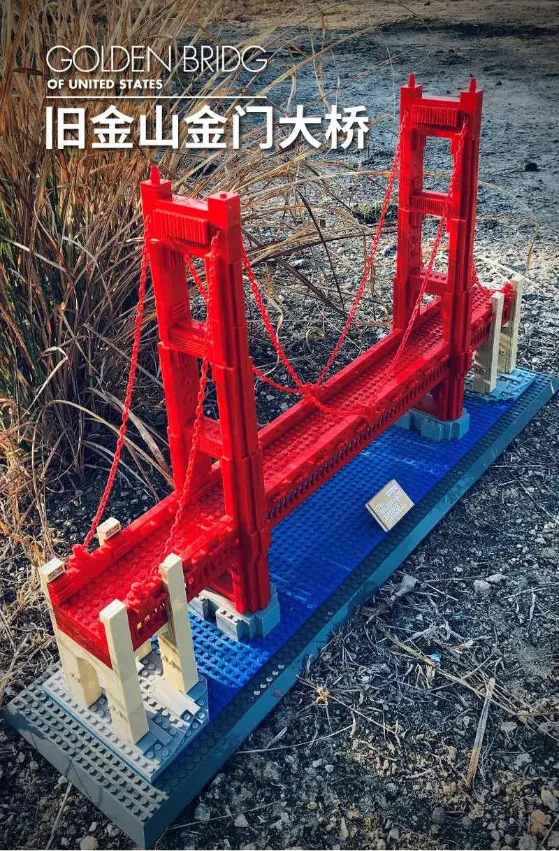 8023 6210 Famous Building Series Golden Gate Bridge 1977Pcs Building Blocks Bricks Model Sets Compatible  Architecture