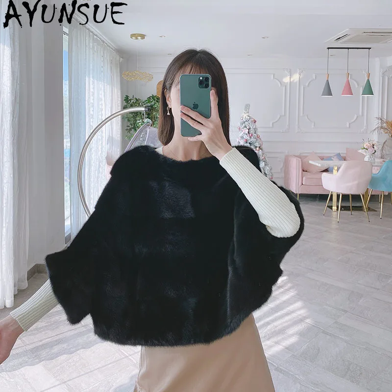 

AYUNSUE Женские пальто из натурального норкового меха 2025, зимняя мода, новая верхняя одежда, теплые высококачественные цельные норковые пальто Шуба Женская