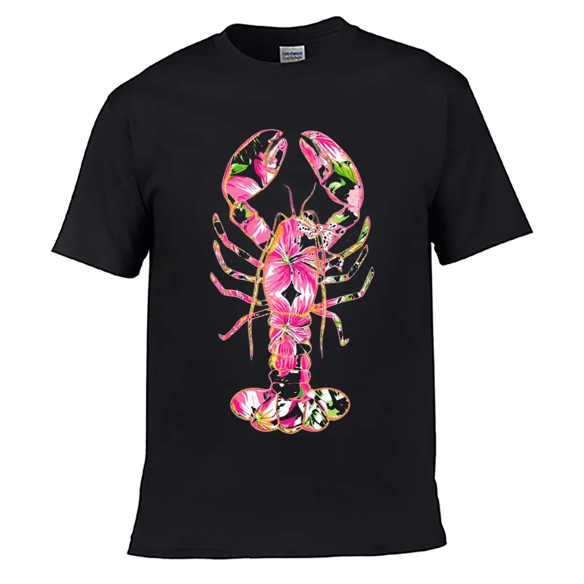 Colorful Floral Lobster Tropical Botanical Animal Design short-sleeved T-shirt