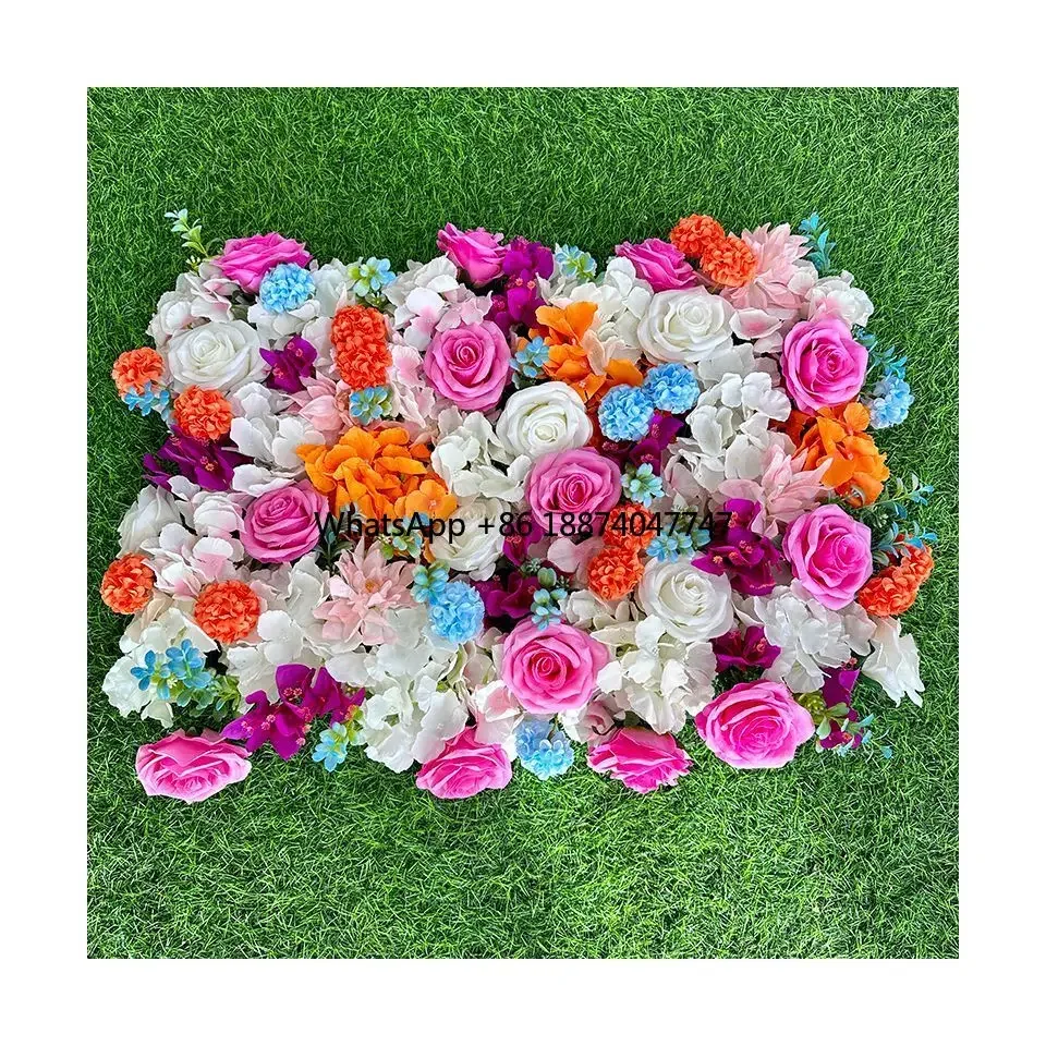 

Professional 3D Roses Flowers Wall Hydrangea Head Artificial Backdrop Roll Up Stand Walls Decoration