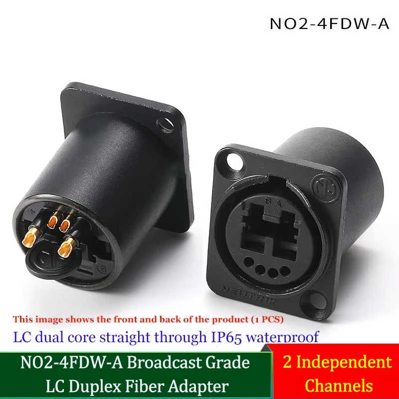 NO2-4FDW-A Broadcast Grade LC Duplex Fiber Adapter, Dual-Port D-Type Module with High-Speed Optical Link Connectivity
