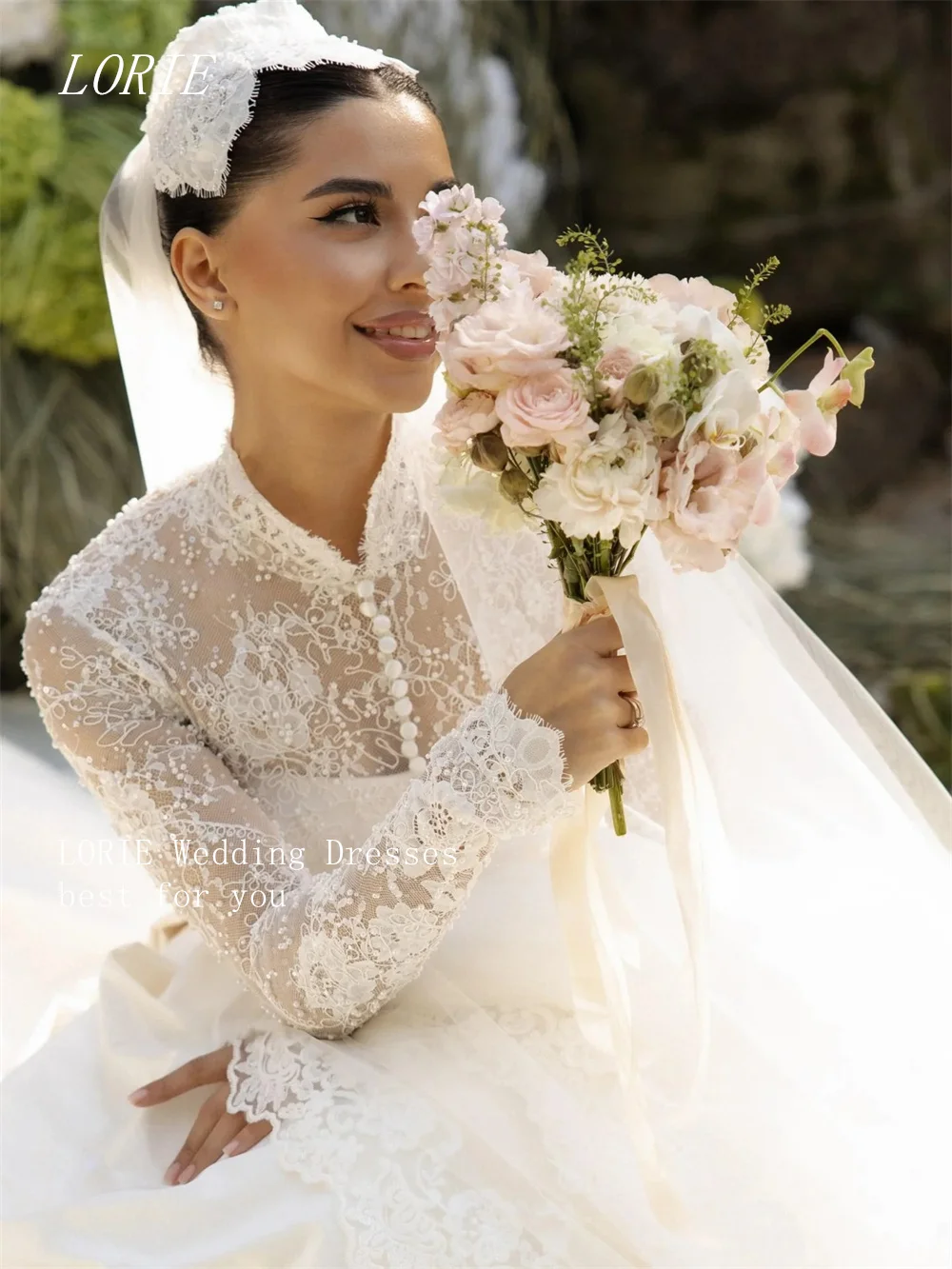 LORIE Luxury Lace A Line Wedding Dress Scoop Bridal Dresses Appliques Wedding Gown Customized 2026