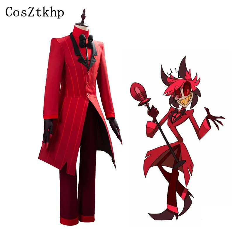 

5 PCS/SETS Hotel Cosplay Costume Alastor The Radio Demon Uniform Carnival Christmas Costumes Red Suit Mardi Gras Anime Cosplay