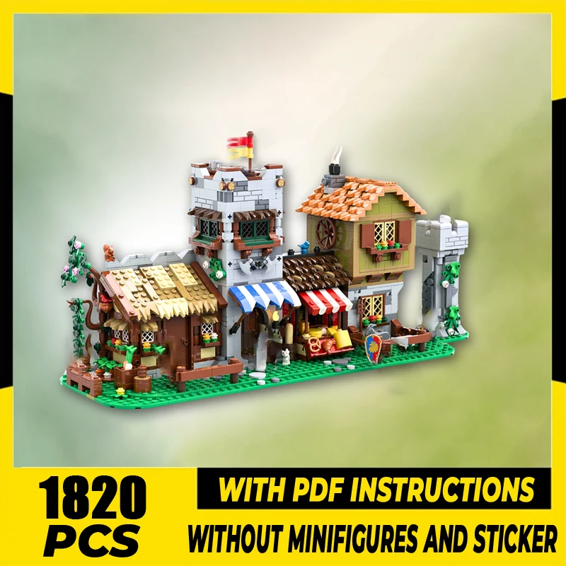 Medieval Castle Model Moc Building Bricks 0Medieval Town Square Technology Modular Blocks Gifts Christmas Toys DIY Assembly