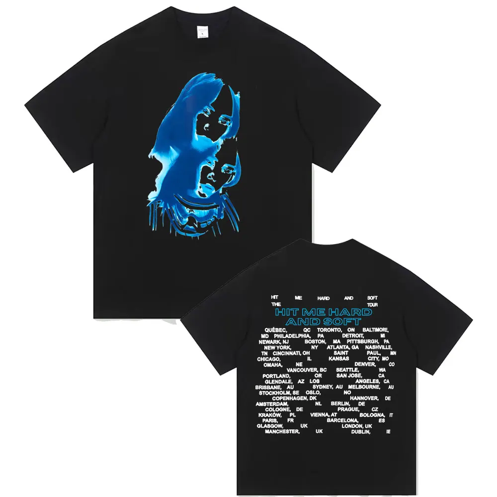 Hit Me Hard and Soft Tour 2025 T-shirt Male Fashion Casual Tshirt 100% Cotton Short Sleeve Men Women Hip Hop Oversized T Shirts