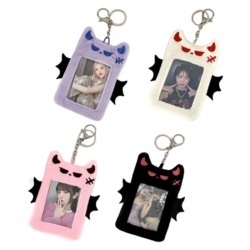 Versatile Bat Plush Card Case Photocard Keychain Charm for Card Collectors