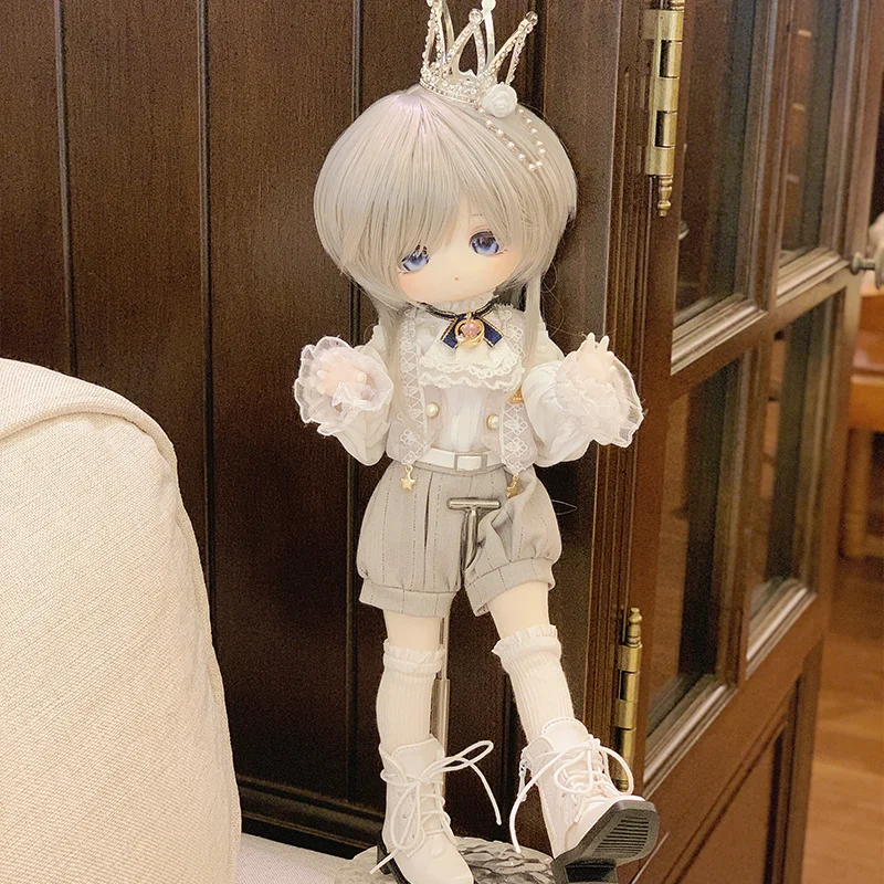 Ropa para muñecas BJD, pijamas del Principito, camisa, pantalones, pajarita, corona, tamaño 1/6, traje, accesorios para muñecos de peluche, juguete de Anime para niños