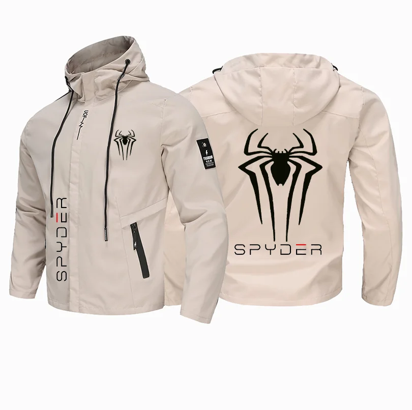 

Spring and Autumn new personalized outdoor adventure camping men's spider zipper hooded windbreaker, travel windproof jacket