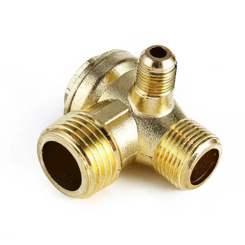 3-Way Unidirectional Check Valve Connect Pipe Fittings Zinc Alloy Air Compressor Replacement Check Valve