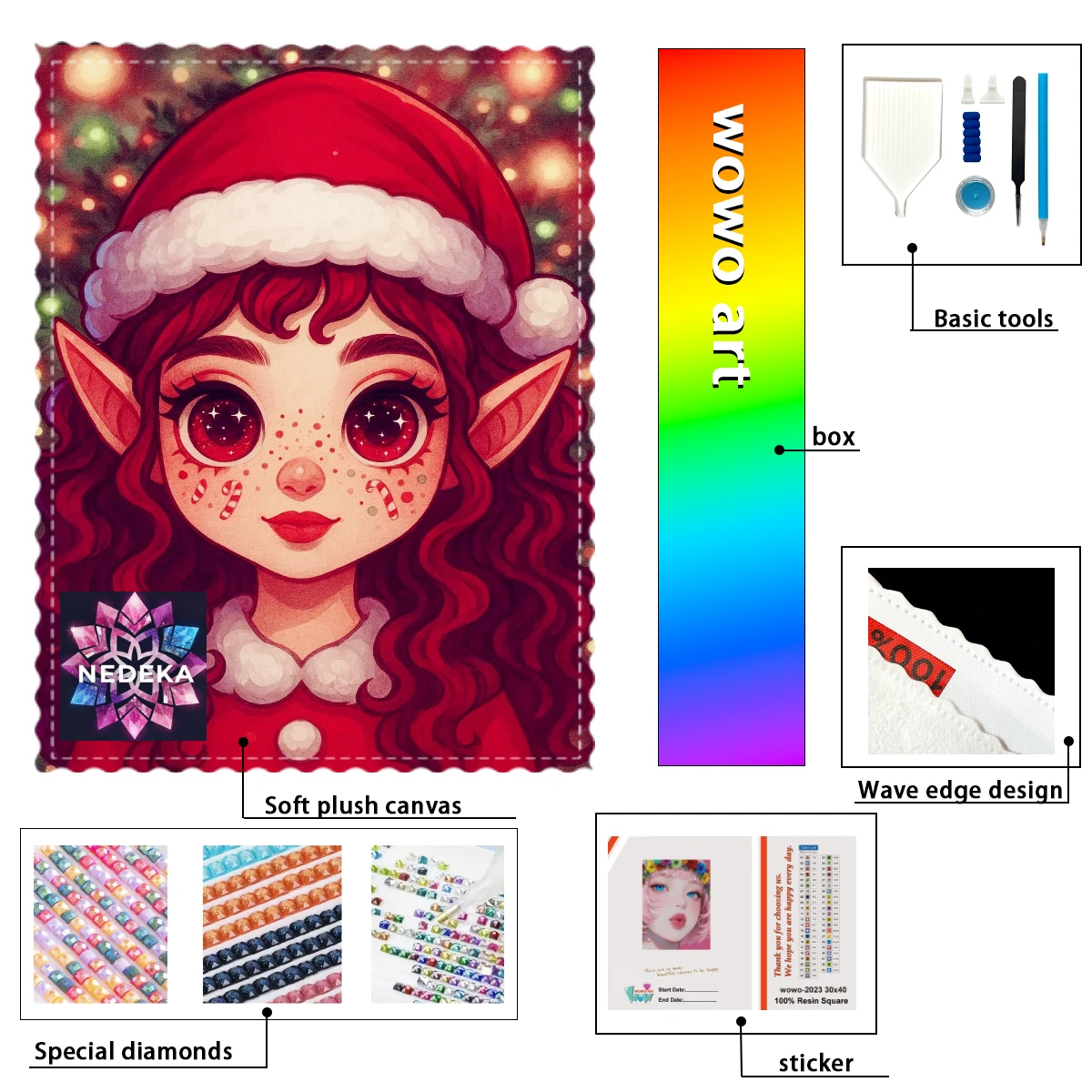 

【NEDEKA_ Diamond Art】Christmas Elf Girl Crystal AB Rhinestone FD Rhinestone Perfect Resin Diamond