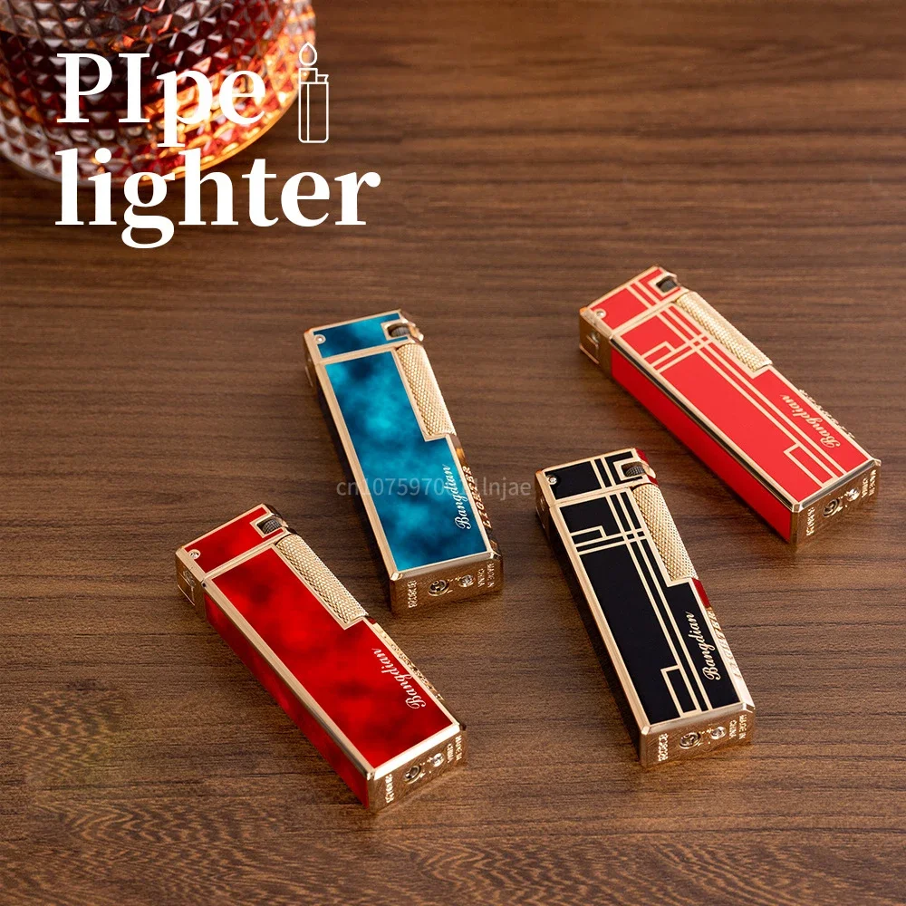 Butane Gas Lighters Retro Side Slide Grinding Wheel Ignition Open Flame Cigarette Lighters Smoking Accessories Unusual Lighters