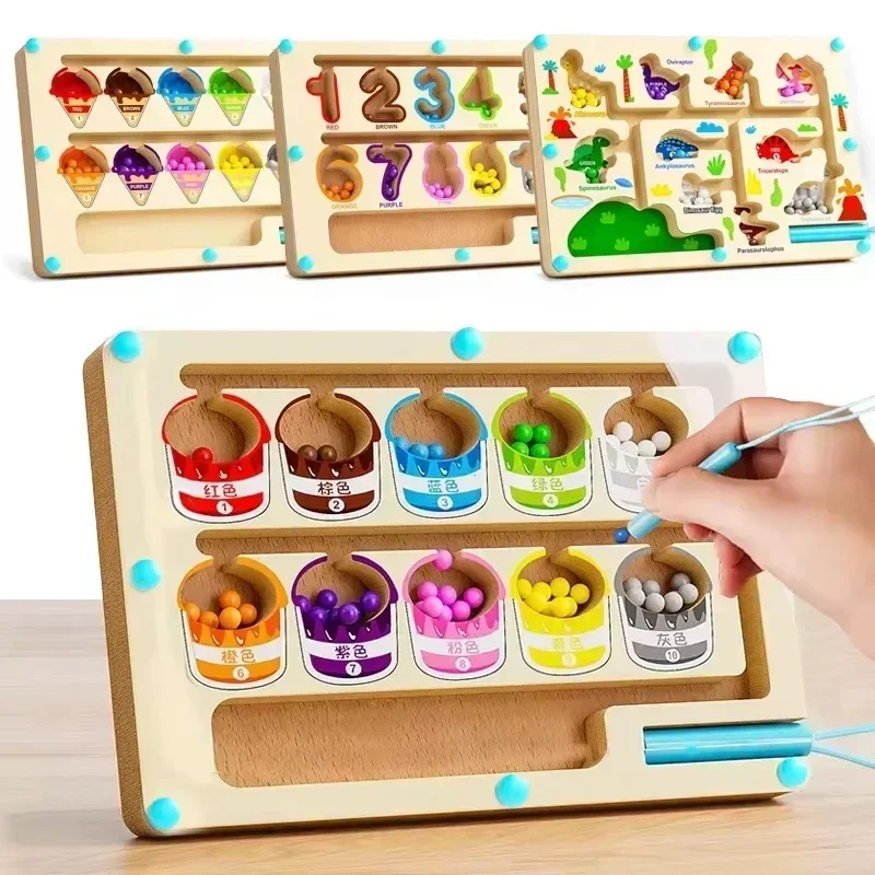 Frühe Bildung Puzzle Bord Magnetische Labyrinth Bord Farbe Sortierung Spiel Zählen Spielzeug Holz Magnet Puzzles Pädagogisches Spielzeug Geschenk