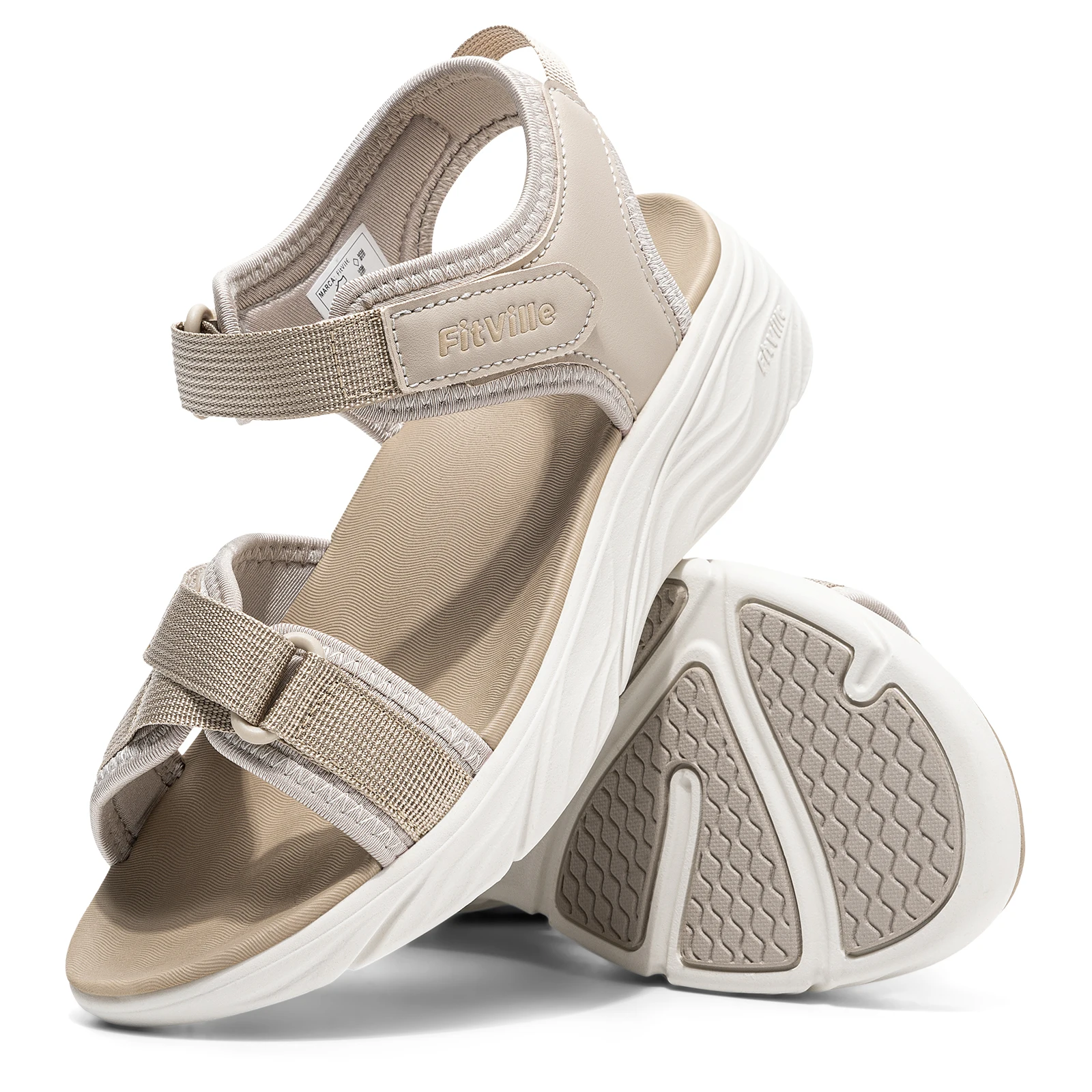 FitVille Sandalias de verano para mujer, zapatos de playa con suela ancha y gruesa, sandalias informales antideslizantes para caminar, transpirables, con soporte para el arco