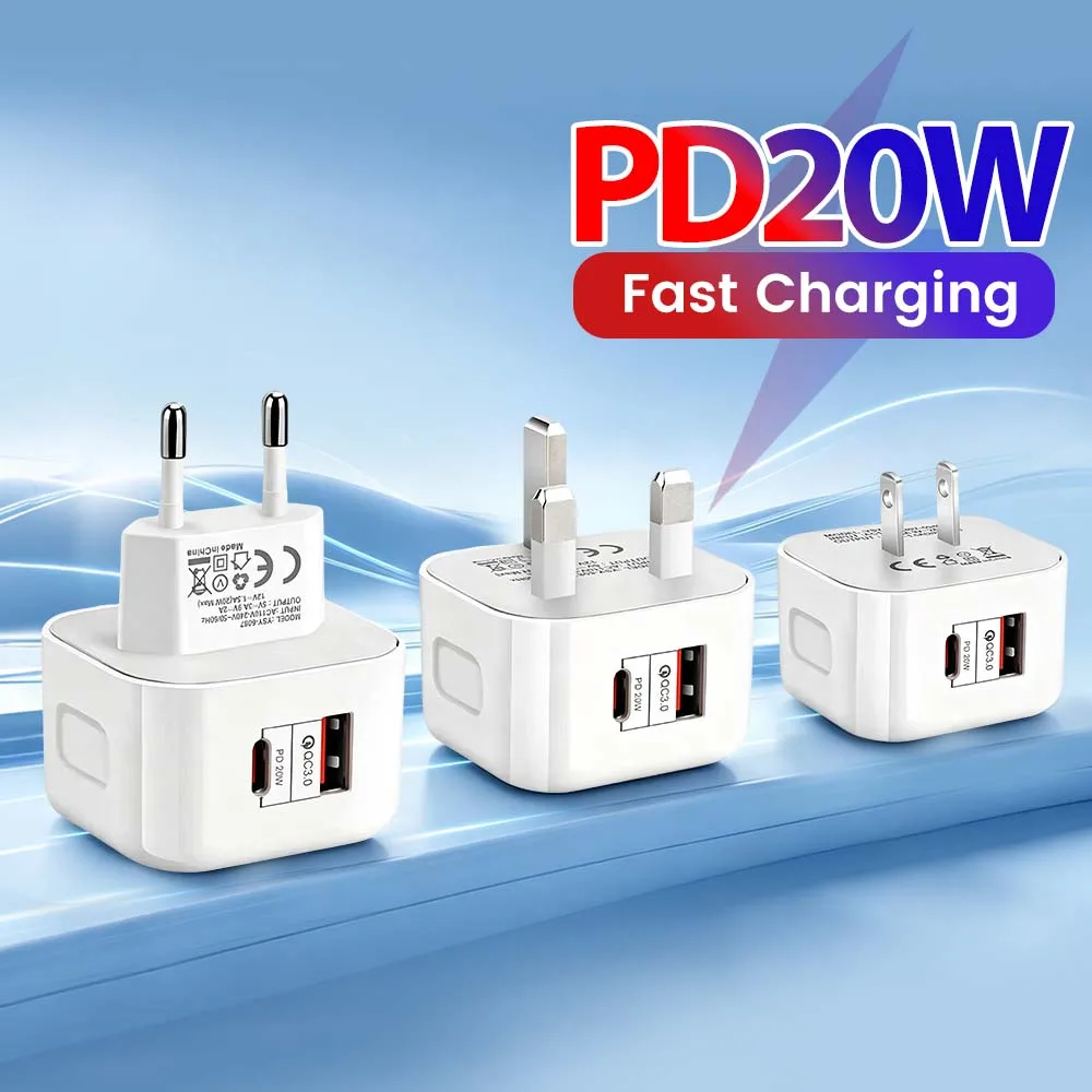 PD20W USB C Charger Fast Charge Wall Charger Adapter Quick Charge 3.0 USB Type C Fast Charging Charger For iPhone Samsung Xiaomi