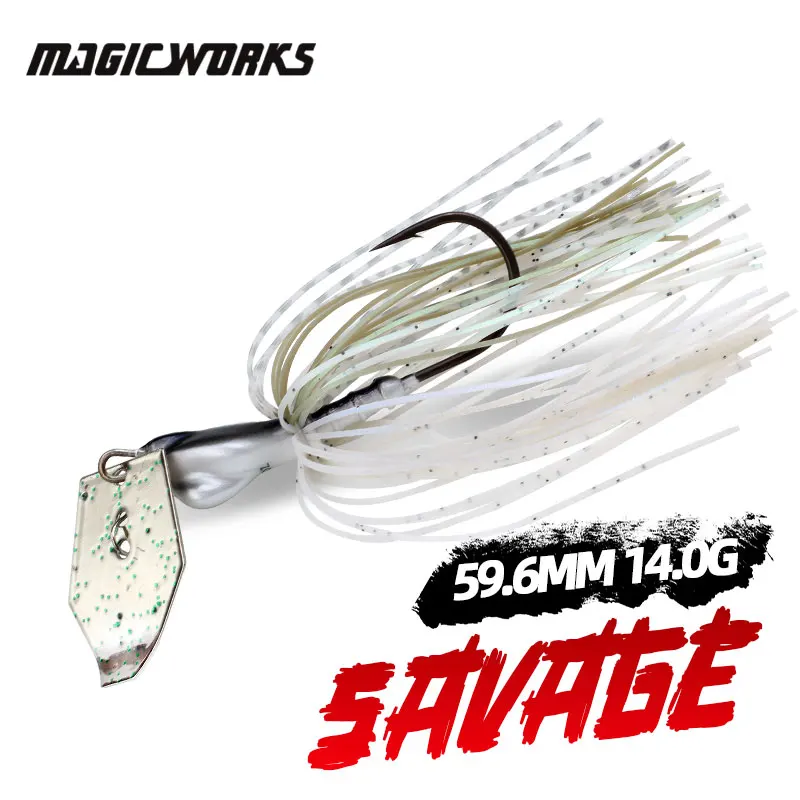 

Magic Works 1/2oz Chatterbait Fishing Lure Blade Metal Jig Head Hook Bass Pike Wobbler Artificial Bait Silicone Skirt Lures