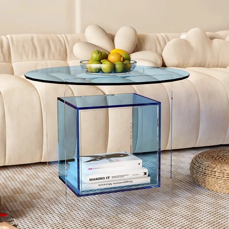 

Acrylic small shelf household leisure table storage side cabinet movable storage small bookcase