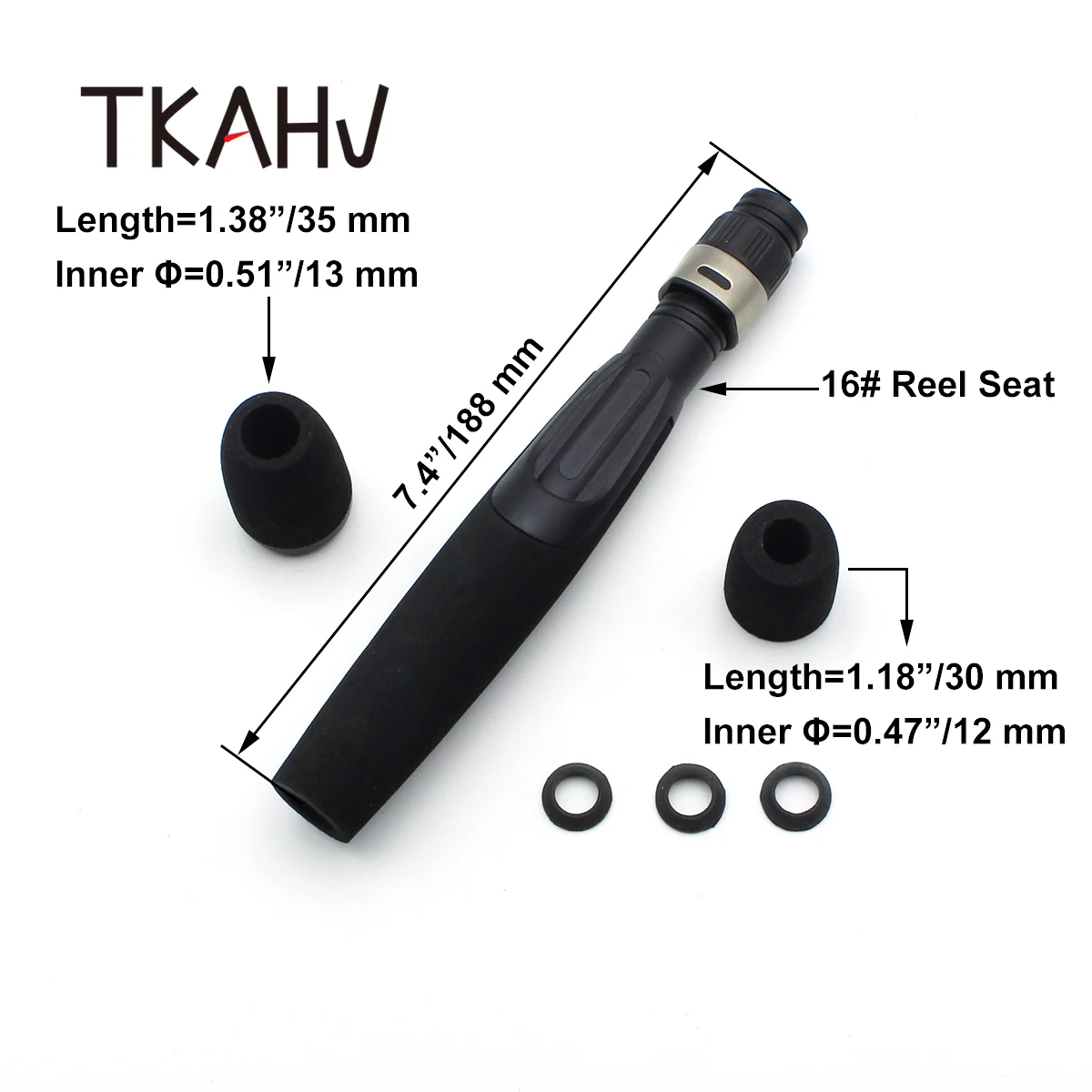 TKAHV Lightweight Spinning Fishing Rod Handle Black EVA Foam Pole Building Replacement Repair Part With Reel Seat Grip Tackle