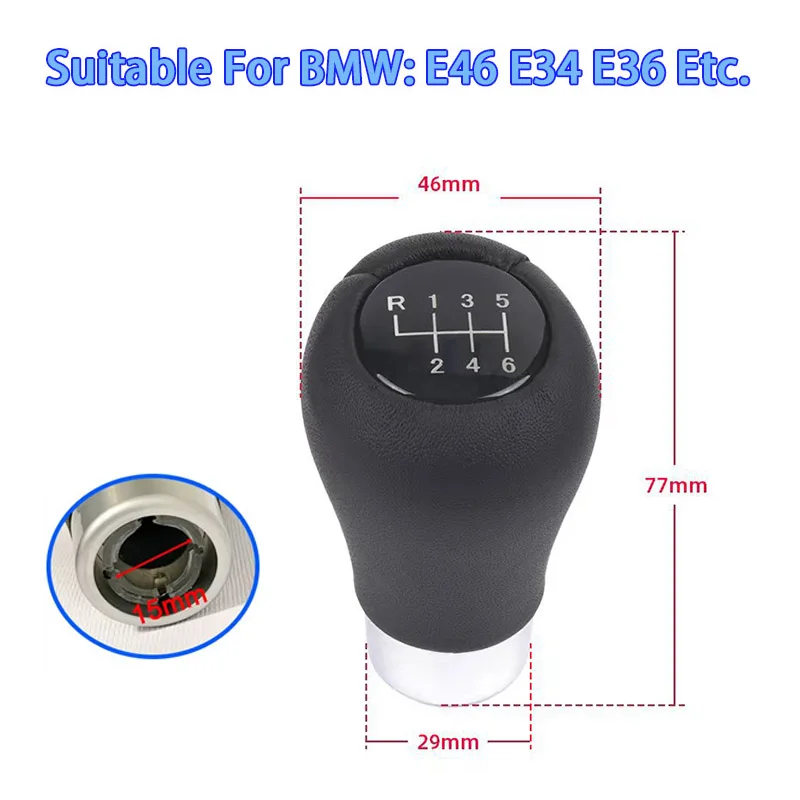 ZK Car Gear Shift Knob 5 6 Speed Shift Knob Gear Lever Gear Shift Handbal For BMW E36 E46 E34 Transmission Knob PU leather