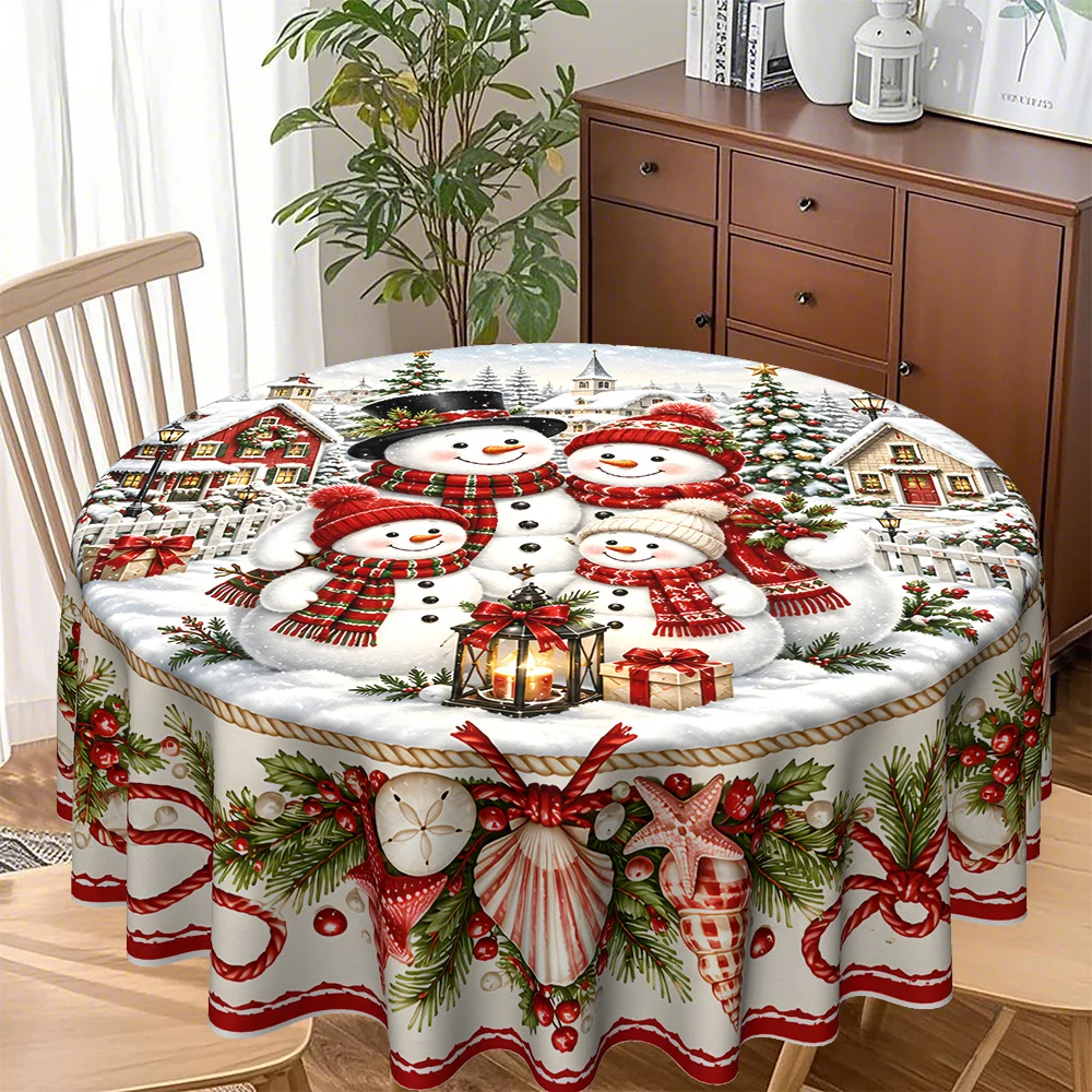 Home Improvement Years - 2D-Flachdruck-Weihnachts-Tischdecke, 1 Stück, Vintage-Postkarten-Süßigkeiten-Weihnachts-Winter-Heimwerker-Tischdecke