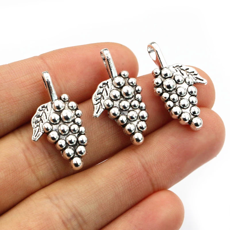 10 szt. 26x14mm antyczny posrebrzany owoc winogronowy ręcznie robiony wisiorek DIW biżuteria akcesoria do bransoletki naszyjnik