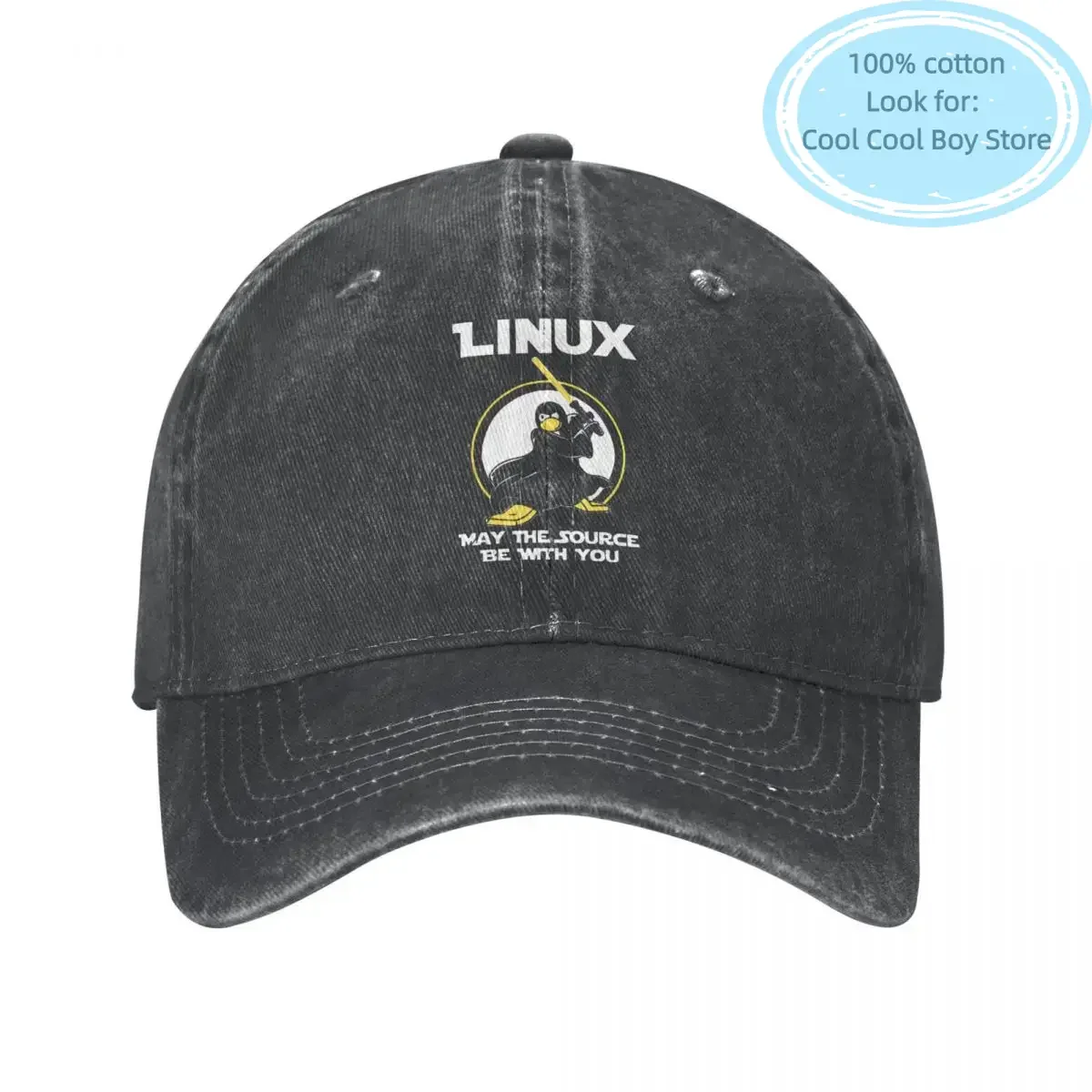 Linux May The Source Be With You Summer Cap Dad Ponytail Baseball Cap Classic Coding Nerd Hats Washed Sport Casquette Gorras