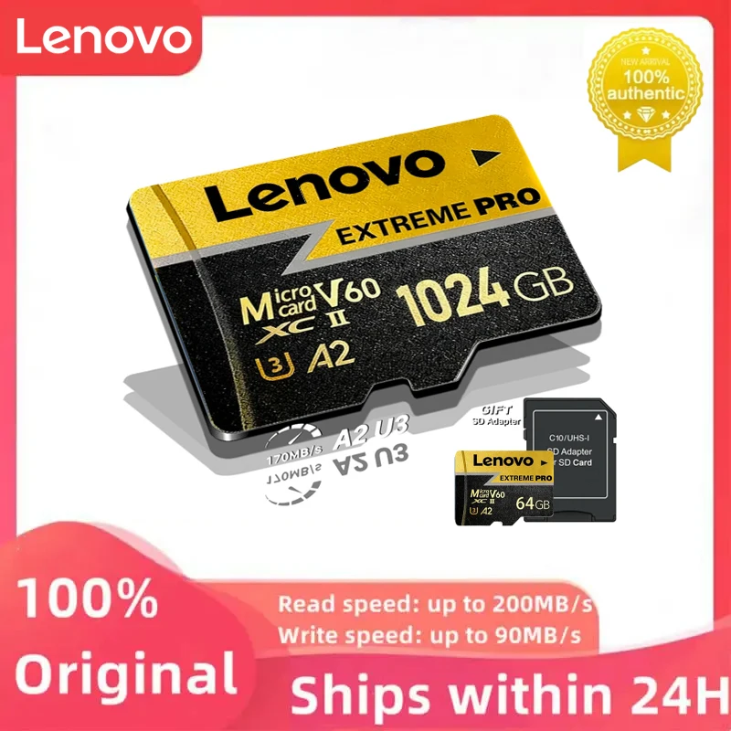

Lenovo 4K Extreme Micro SD Card 128GB 512GB TF Memory Card 1TB 100Mb/s Reading Speed Class 10 TF Flash Card A2 U3 Mini SD Card