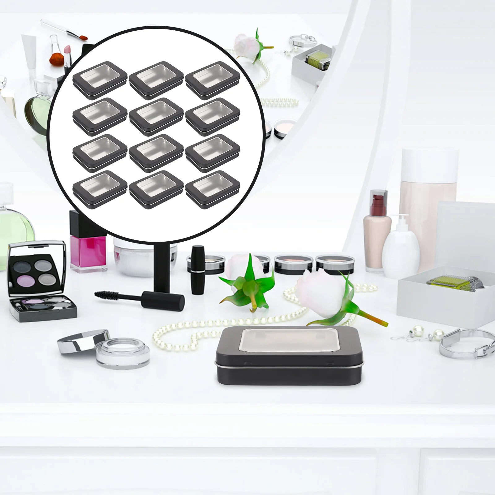 

12Pcs USB Flash Drive Key Storage Boxes Tinplate Window Organizer Case for Office Home School Small Items Storage