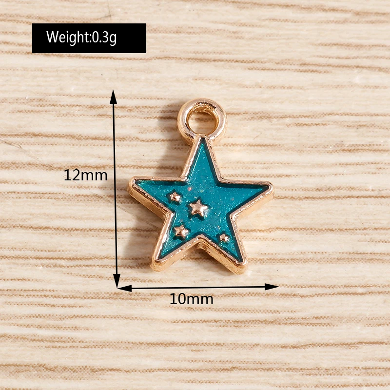 Tusember 10 Stück Emaille Galaxy Planet Mond Stern Charms Anhänger für Halsketten Ohrringe Armbänder DIY Schlüsselanhänger Schmuckzubehör – Detail 17