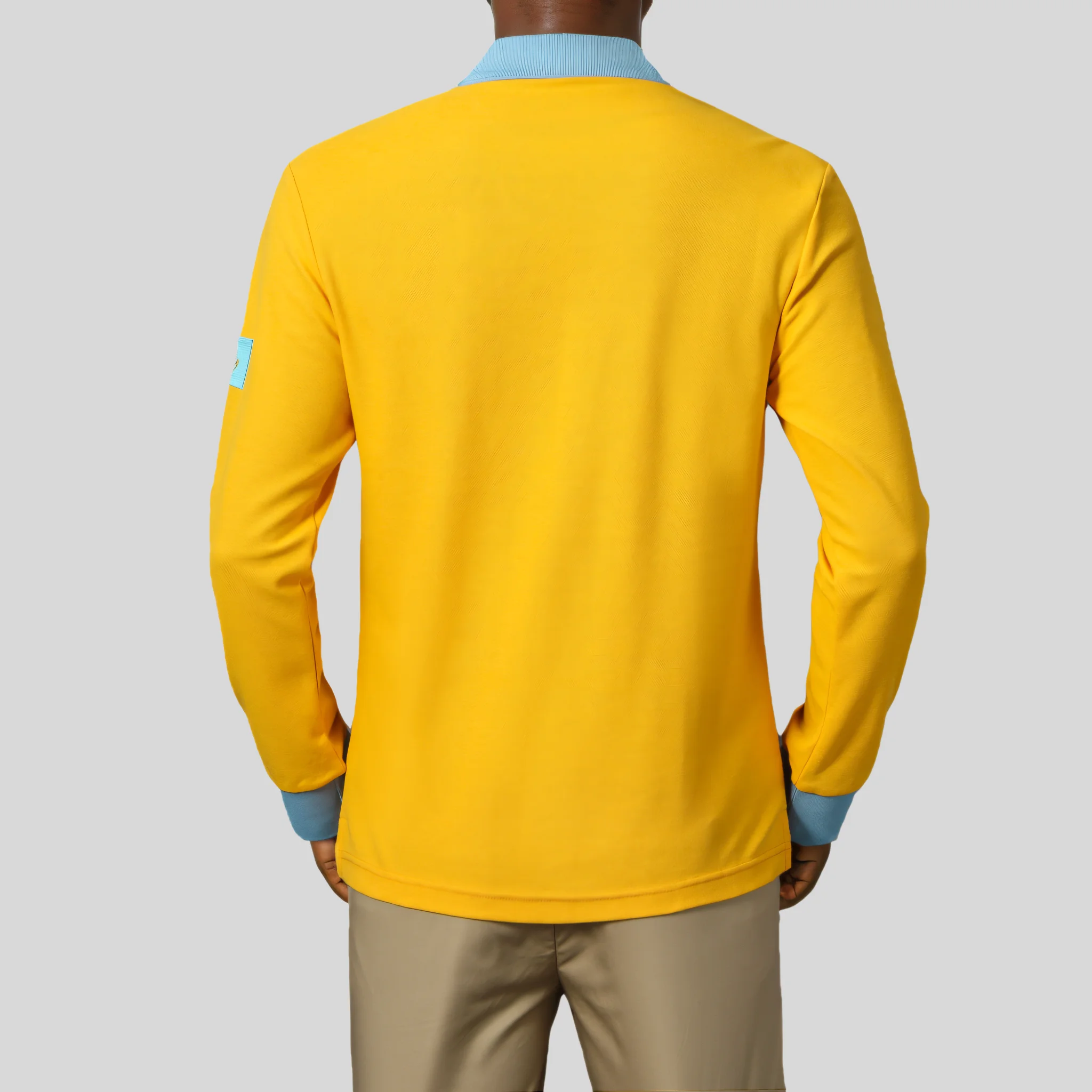 Men's Polo Shirt KZ Kazakhstan Long Sleeve Casual High-End Cotton Embroidery Luxury Stitching Contrast Color Original Design