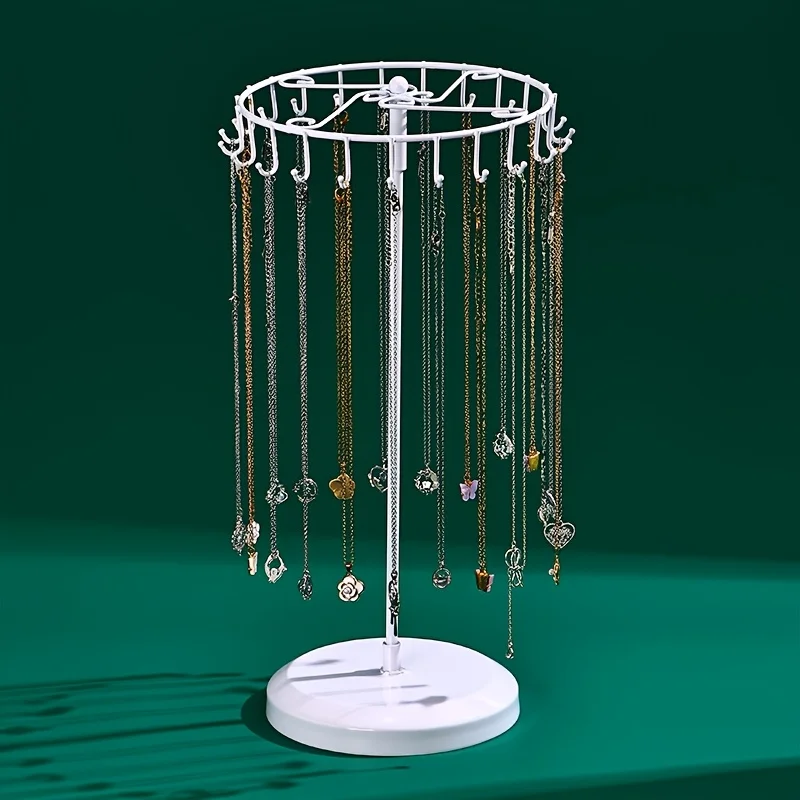 Rotatable Metal Jewelry Display Stand, Multi-Hook Necklace Storage Holder, Desktop Bracelet Earring Display Rack for Stall view 4