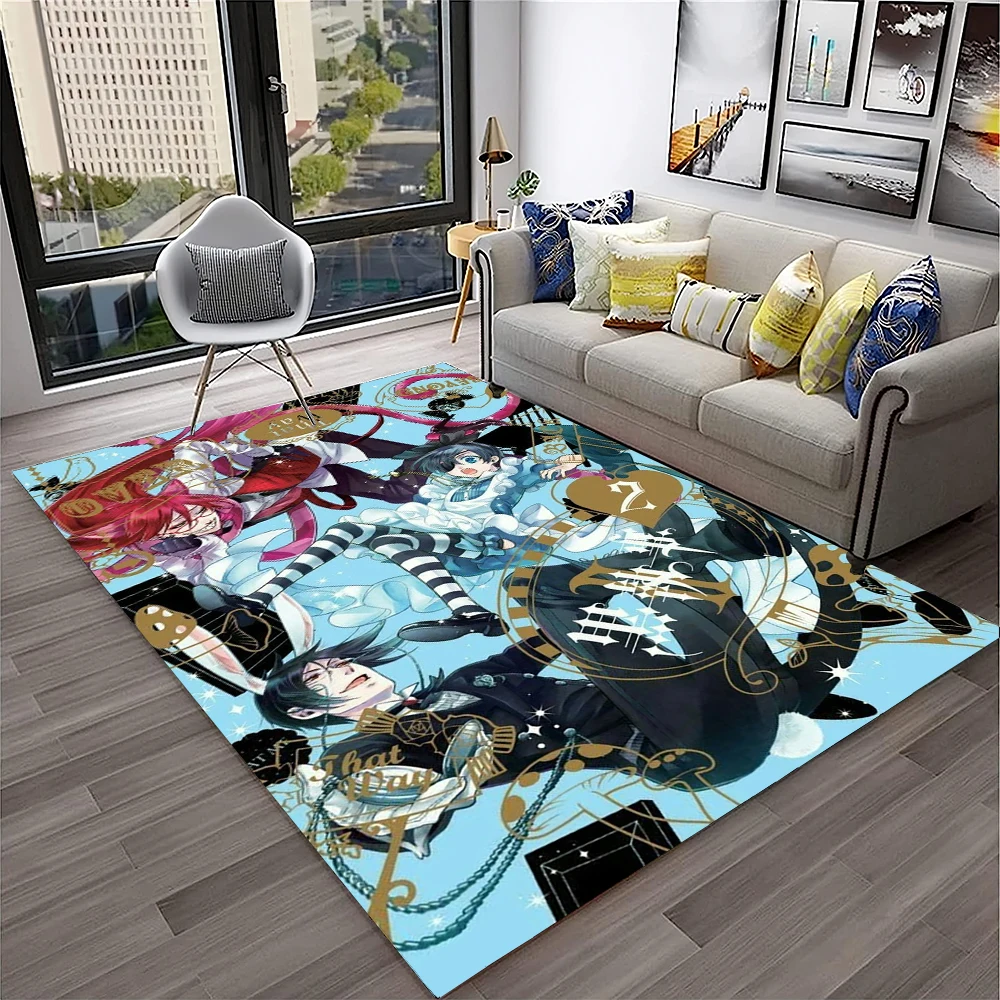 3D Anime Black Butler Cartoon Carpet Rug for Home Living Room Bedroom Sofa Doormat Decor,kids play Area Rug Non-slip Floor Mat