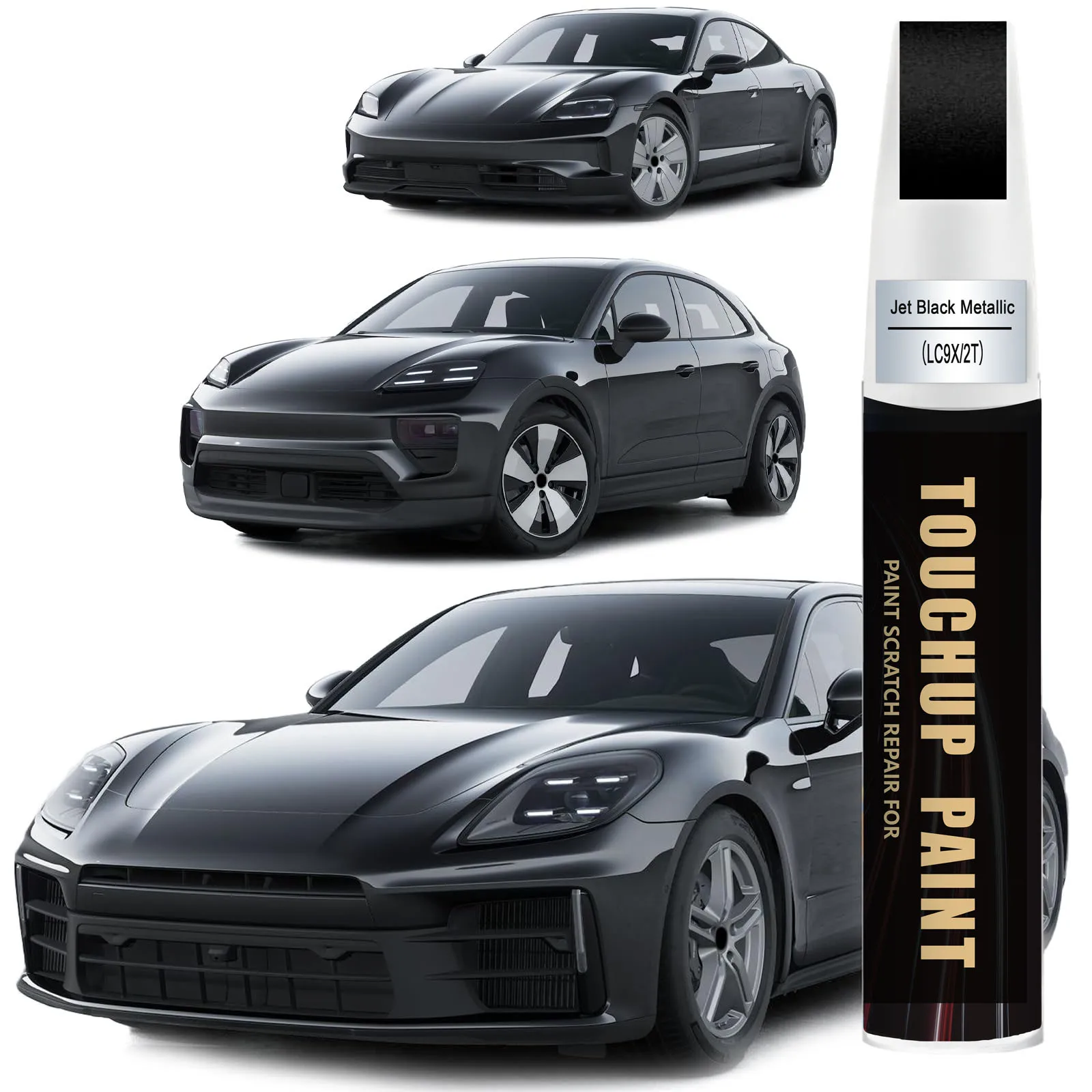 Car Touch up Paint(LC9X/2T Jet Black Metallic) Compatible with Toyota/Porsche, Car Paint Pen Scratch Repair