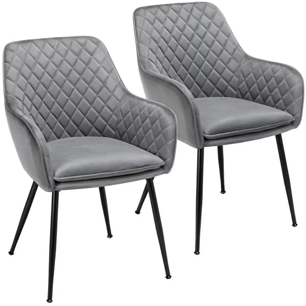 Living Room Chair, Modern Upholstered Fabric  Midback, Set of 2, Gray Foot Folding Stool  Vanity Chair,living Room Chair