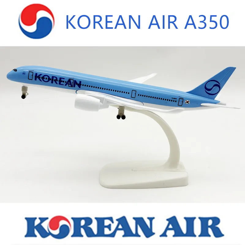 

Модель самолета из литого сплава 20 см, корейские авиалинии A380/A350, с шасси, коллекционная, для демонстрации, игрушка, подарок для фанатов