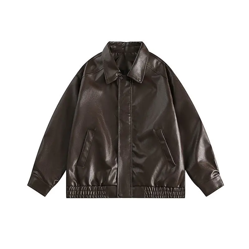 2025, neue PU-Lederjacke für Damen, einfarbig, Hip-Hop-Jacke, Top, Motorrad-Stil, Kunstlederjacke für Damen