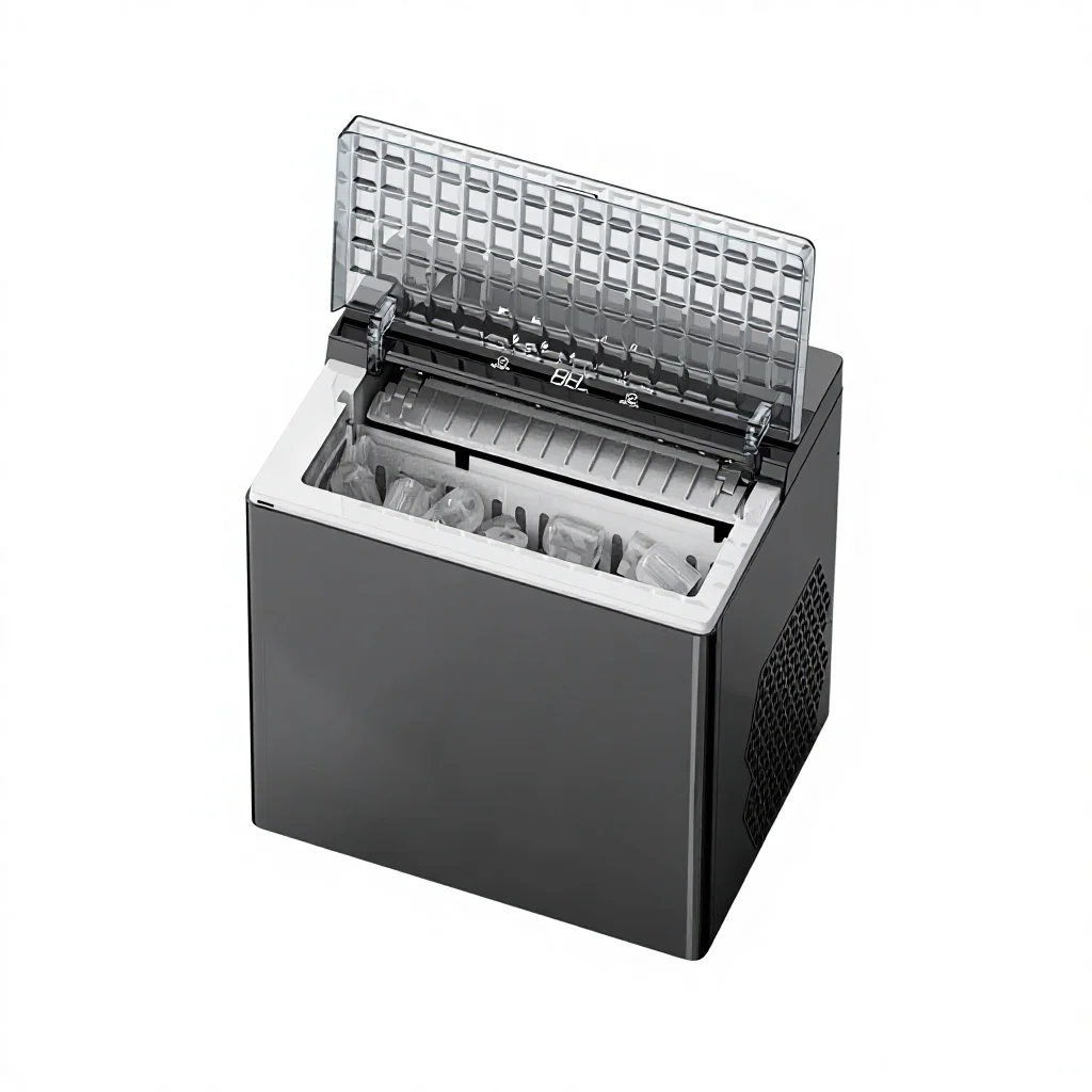 Electric Ice Maker Machine CounterTop Compact Design for Household Use Portable Silver Automatic Bullet Ice Maker