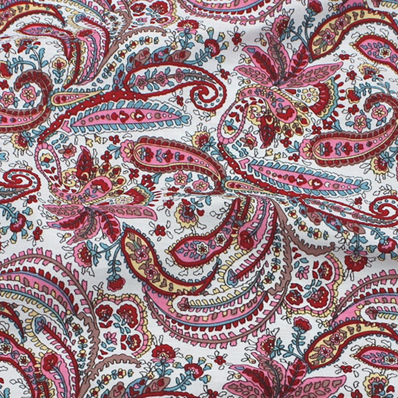 Paisley Fabric Cashew Flower Cotton Poplin Printed Cloth for Quilting Needlework Patchwork